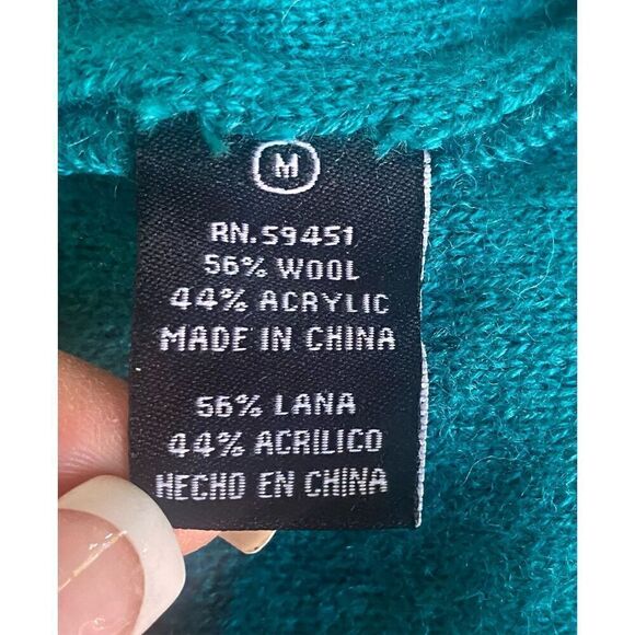 Jane Ashley Wool Blend Cardigan/Jacket Teal Sz M - Picture 9 of 10